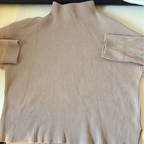 ANTHROPOLOGIE Saturday Sunday Womens Med Cowl Neck Sweater Textured Chevron Tan - Picture 4 of 10